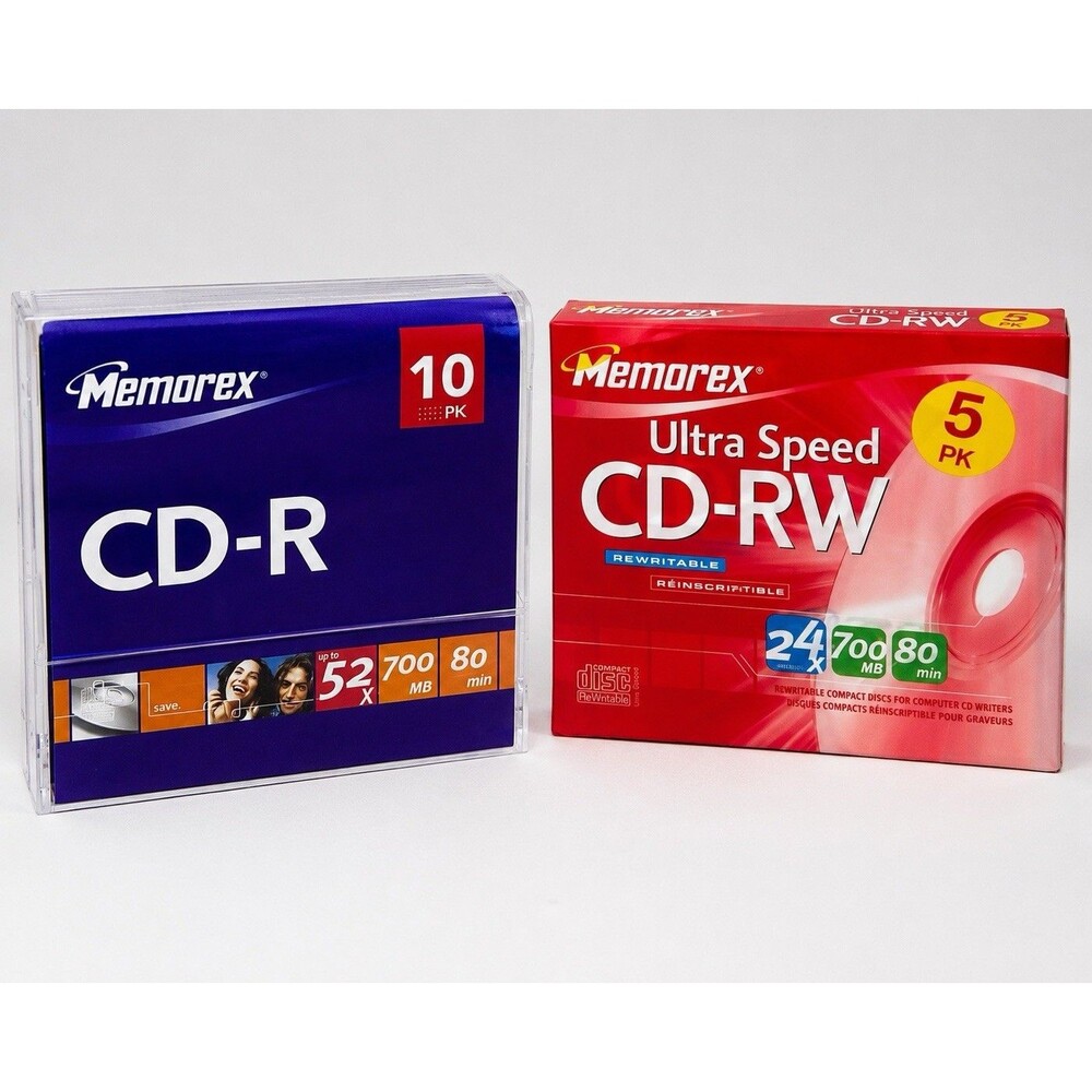 Memorex CD-R 10 Pack & CD-RW 5 Pack 700MB 80 Min Sealed NOS Blank Media